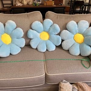 adorable sunshine. Super plush, stuffed pillow. Flower blue/yellow